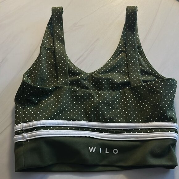 Wilo Women's Green & White Polka Dot Removable Pads Contour Sports Bra Size XS - Picture 4 of 8